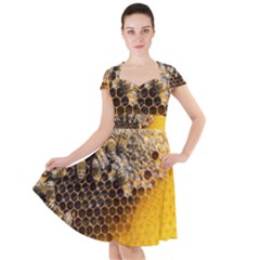 Honeycomb With Bees Cap Sleeve Midi Dress by Vaneshart