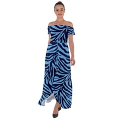 Zebra 3 Off Shoulder Open Front Chiffon Dress by dressshop