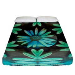 Blue Florals As A Ornate Contemplative Collage Fitted Sheet (king Size) by pepitasart