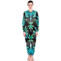 Blue Florals As A Ornate Contemplative Collage Onepiece Jumpsuit (ladies)  by pepitasart