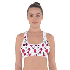Cute Cherry Pattern Cross Back Sports Bra by TastefulDesigns