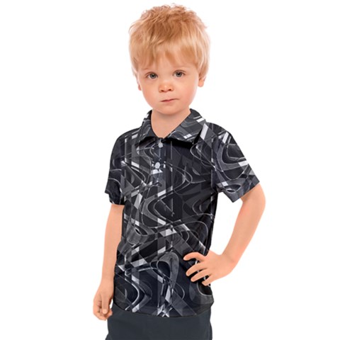 Black And White Intricate Geometric Print Kids  Polo Tee by dflcprintsclothing