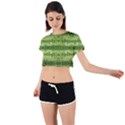 Watermelon pattern, fruit skin in green colors Tie Back Short Sleeve Crop Tee View1