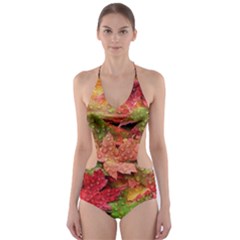 Spring Leafs Cut-out One Piece Swimsuit by Sparkle