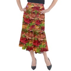 Spring Leafs Midi Mermaid Skirt by Sparkle