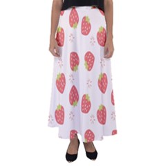 Strawberries-pattern-design Flared Maxi Skirt by Vaneshart