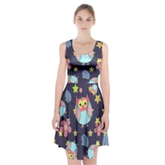 Owl Stars Pattern Background Racerback Midi Dress by Vaneshart