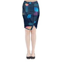 Gradient Geometric Shapes Dark Background Midi Wrap Pencil Skirt by Vaneshart