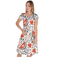 Seamless-vector-pattern-with-watermelons-mint Classic Short Sleeve Dress by Vaneshart