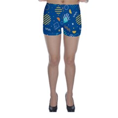 Flat-design-geometric-shapes-background Skinny Shorts by Vaneshart