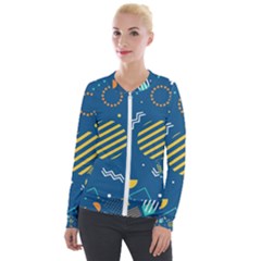 Flat-design-geometric-shapes-background Velour Zip Up Jacket by Vaneshart