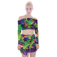 Tropical-exotic-colors-seamless-pattern Off Shoulder Top With Mini Skirt Set by Vaneshart