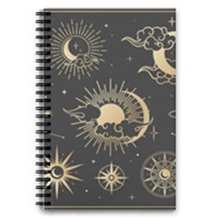 Asian-set-with-clouds-moon-sun-stars-vector-collection-oriental-chinese-japanese-korean-style 5 5  X 8 5  Notebook by Vaneshart