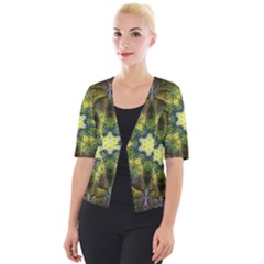 Fractal Fantasy Design Background Cropped Button Cardigan by Vaneshart