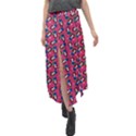 Goth Girl In Blue Dress Pink Pattern Velour Split Maxi Skirt View1