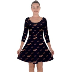 Out Word Motif Print Pattern Quarter Sleeve Skater Dress by dflcprintsclothing