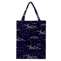 Hand Drawn Scratch Style Night Sky With Moon Cloud Space Among Stars Seamless Pattern Vector Design  Classic Tote Bag by BangZart