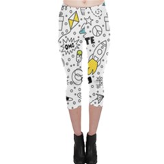 Set Cute Colorful Doodle Hand Drawing Capri Leggings  by BangZart