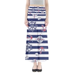 Seamless Marine Pattern Full Length Maxi Skirt by BangZart