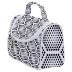 Halftone Tech Hexagons Seamless Pattern Satchel Handbag by BangZart