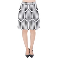 Halftone Tech Hexagons Seamless Pattern Velvet High Waist Skirt by BangZart