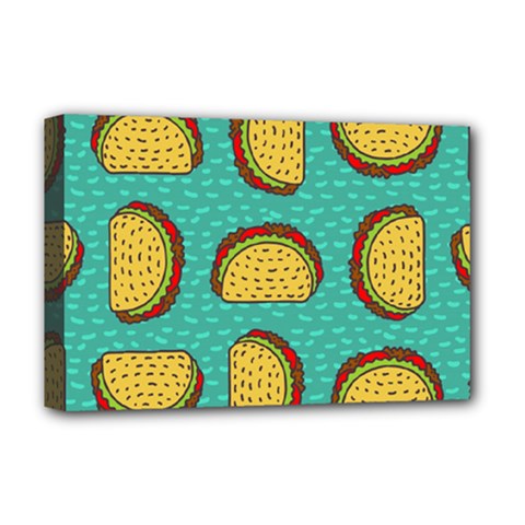 Taco Drawing Background Mexican Fast Food Pattern Deluxe Canvas 18  X 12  (stretched) by BangZart