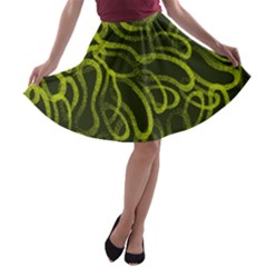 Green Abstract Stippled Repetitive Fashion Seamless Pattern A-line Skater Skirt by BangZart