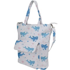 Seamless Pattern With Cute Sharks Hearts Shoulder Tote Bag by BangZart