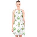 Cute seamless pattern with avocado lovers Halter Collar Waist Tie Chiffon Dress View1