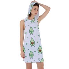 Cute Seamless Pattern With Avocado Lovers Racer Back Hoodie Dress by BangZart