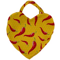 Chili Vegetable Pattern Background Giant Heart Shaped Tote by BangZart