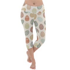 Seamless Pattern Colorful Easter Egg Flat Icons Painted Traditional Style Lightweight Velour Capri Yoga Leggings by BangZart