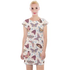 Pattern With Butterflies Moths Cap Sleeve Bodycon Dress by BangZart