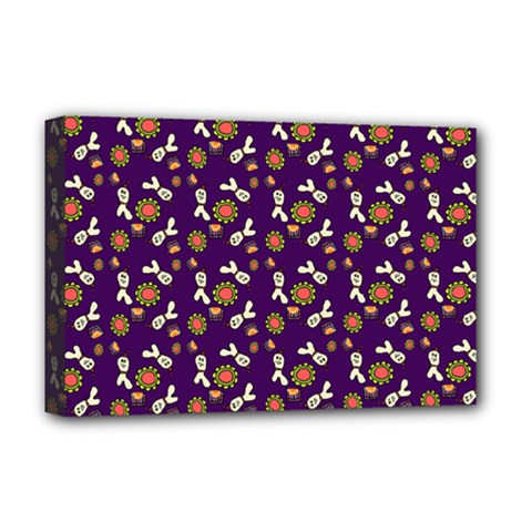 Clown Ghost Pattern Purple Deluxe Canvas 18  X 12  (stretched) by snowwhitegirl