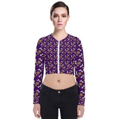 Clown Ghost Pattern Purple Long Sleeve Zip Up Bomber Jacket by snowwhitegirl