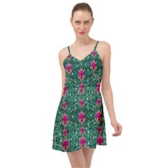 Flowers Love And Silver Metal Hearts Is Wonderful As Sunsets Summer Time Chiffon Dress by pepitasart