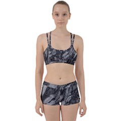 Black And White Rocky Texture Pattern Perfect Fit Gym Set by dflcprintsclothing