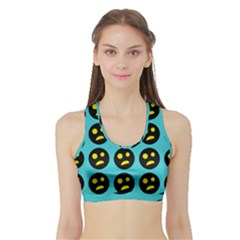 005 - Ugly Smiley With Horror Face - Scary Smiley Sports Bra With Border by DinzDas