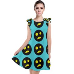 005 - Ugly Smiley With Horror Face - Scary Smiley Tie Up Tunic Dress by DinzDas