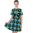 005 - Ugly Smiley With Horror Face - Scary Smiley Short Sleeve Shoulder Cut Out Dress  View1