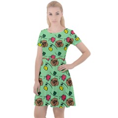 Lady Bug Fart - Nature And Insects Cap Sleeve Velour Dress  by DinzDas