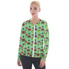 Lady Bug Fart - Nature And Insects Velour Zip Up Jacket by DinzDas