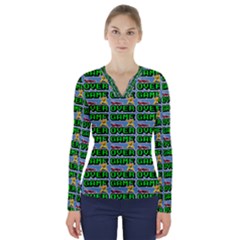 Game Over Karate And Gaming - Pixel Martial Arts V-neck Long Sleeve Top by DinzDas