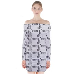 White And Nerdy - Computer Nerds And Geeks Long Sleeve Off Shoulder Dress by DinzDas