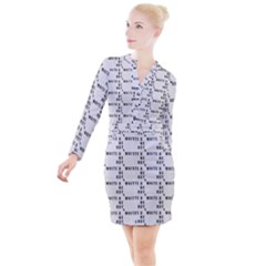 White And Nerdy - Computer Nerds And Geeks Button Long Sleeve Dress by DinzDas