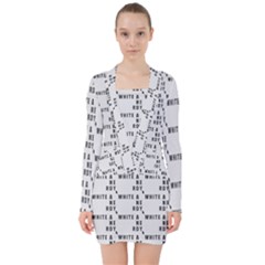 White And Nerdy - Computer Nerds And Geeks V-neck Bodycon Long Sleeve Dress by DinzDas