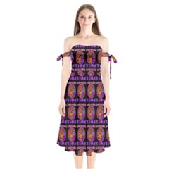 Inka Cultur Animal - Animals And Occult Religion Shoulder Tie Bardot Midi Dress by DinzDas