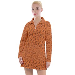 Animal Skin - Lion And Orange Skinnes Animals - Savannah And Africa Women s Long Sleeve Casual Dress by DinzDas