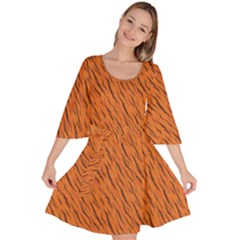 Animal Skin - Lion And Orange Skinnes Animals - Savannah And Africa Velour Kimono Dress by DinzDas