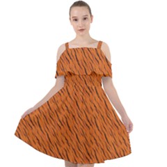 Animal Skin - Lion And Orange Skinnes Animals - Savannah And Africa Cut Out Shoulders Chiffon Dress by DinzDas